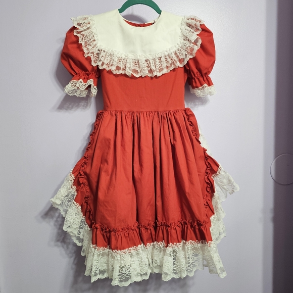 Dolls & Darlings 80's Vintage Girls Kids Red Ruffle Dress Party Pageant Babydoll